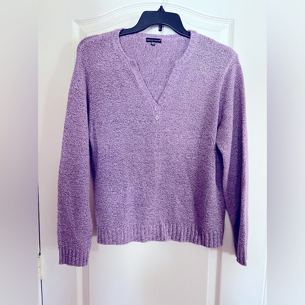 Carolyn Taylor Women’s XL Soft lavender/ pink V-Neck Sweater